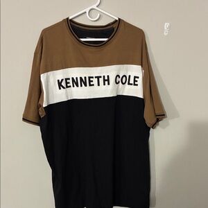 Kenneth Cole Men's Tan and Black Color Block Tee